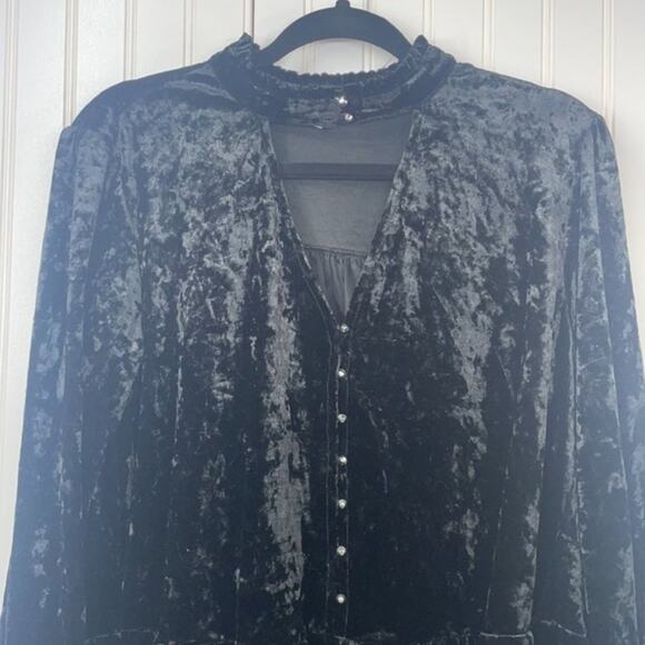 William Rast Womens Velvet Ramsey Choker Ruffled Neckline Peasant Top Size Large - Picture 7 of 10